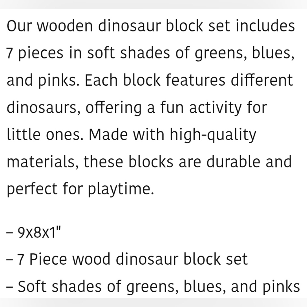 Mary Meyer Little Wood Dinosaur Blocks 7 Pieces 18mo+ Play Gift Infants Baby NEW - Picture 10 of 11